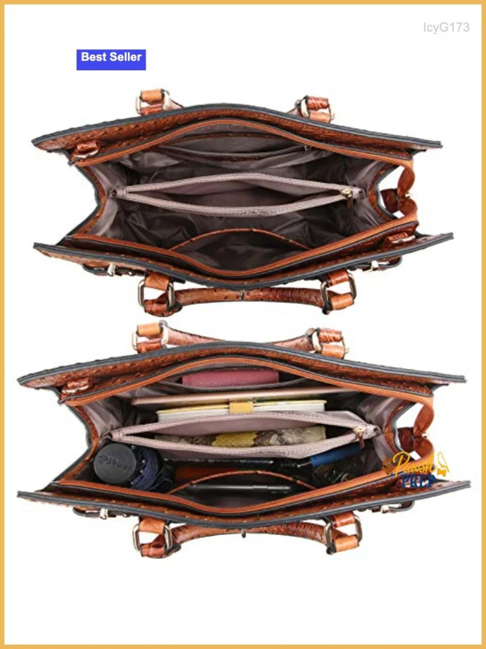 Women Vegan Leather Satchel Tote with Matching Clutch